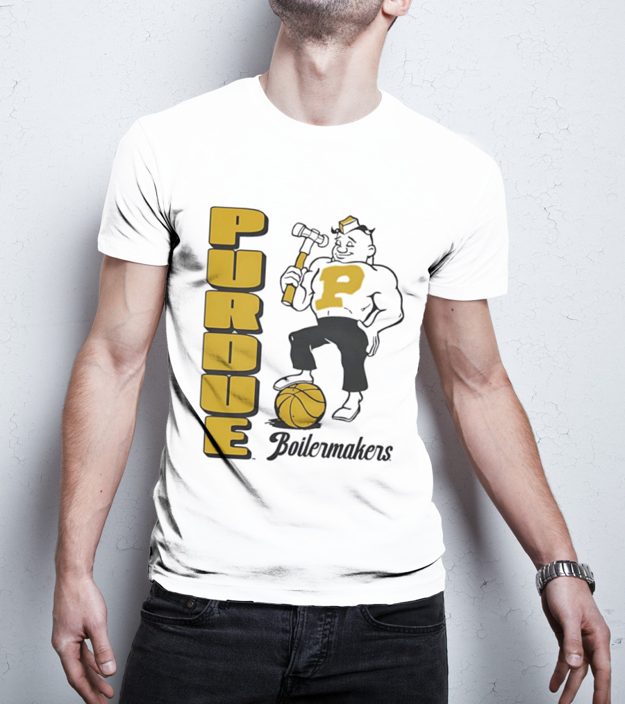 Purdue Boilermakers Basketball Hammer 1970s Retro Team T-Shirt