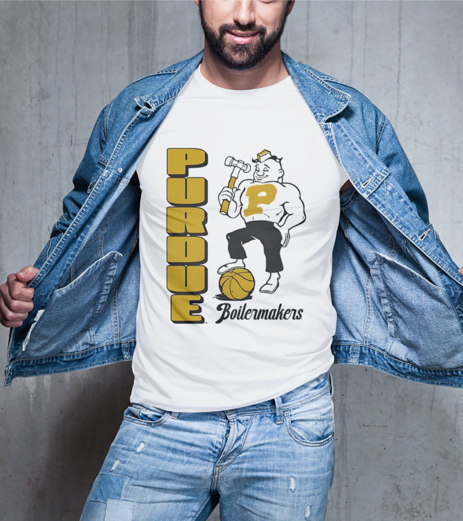 Purdue Boilermakers Basketball Hammer 1970s Retro Team T-Shirt
