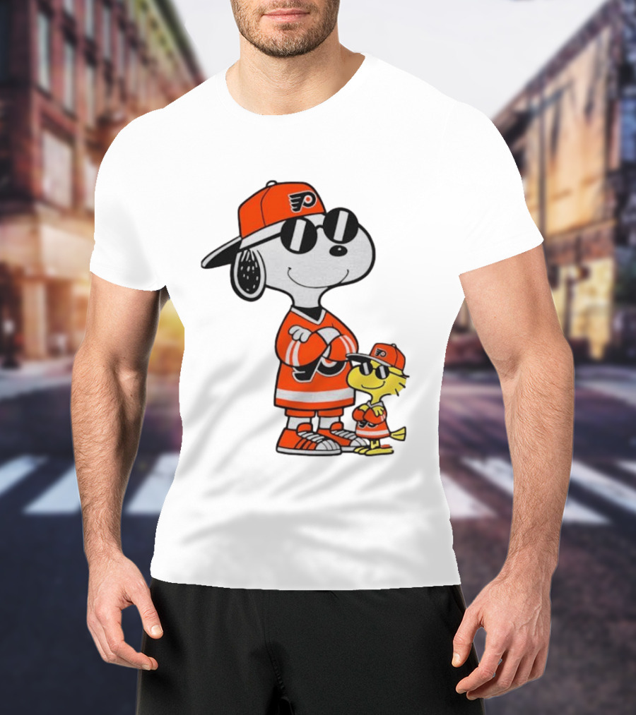 Snoopy Woodstock Philadelphia Flyers NHL Hockey Sunglasses T-Shirt