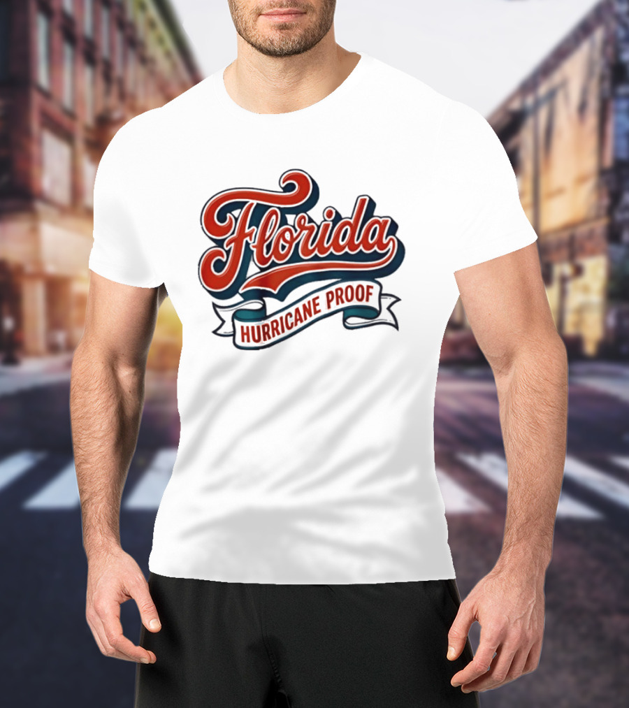 Florida Hurricane Proof Script Ribbon T-Shirt