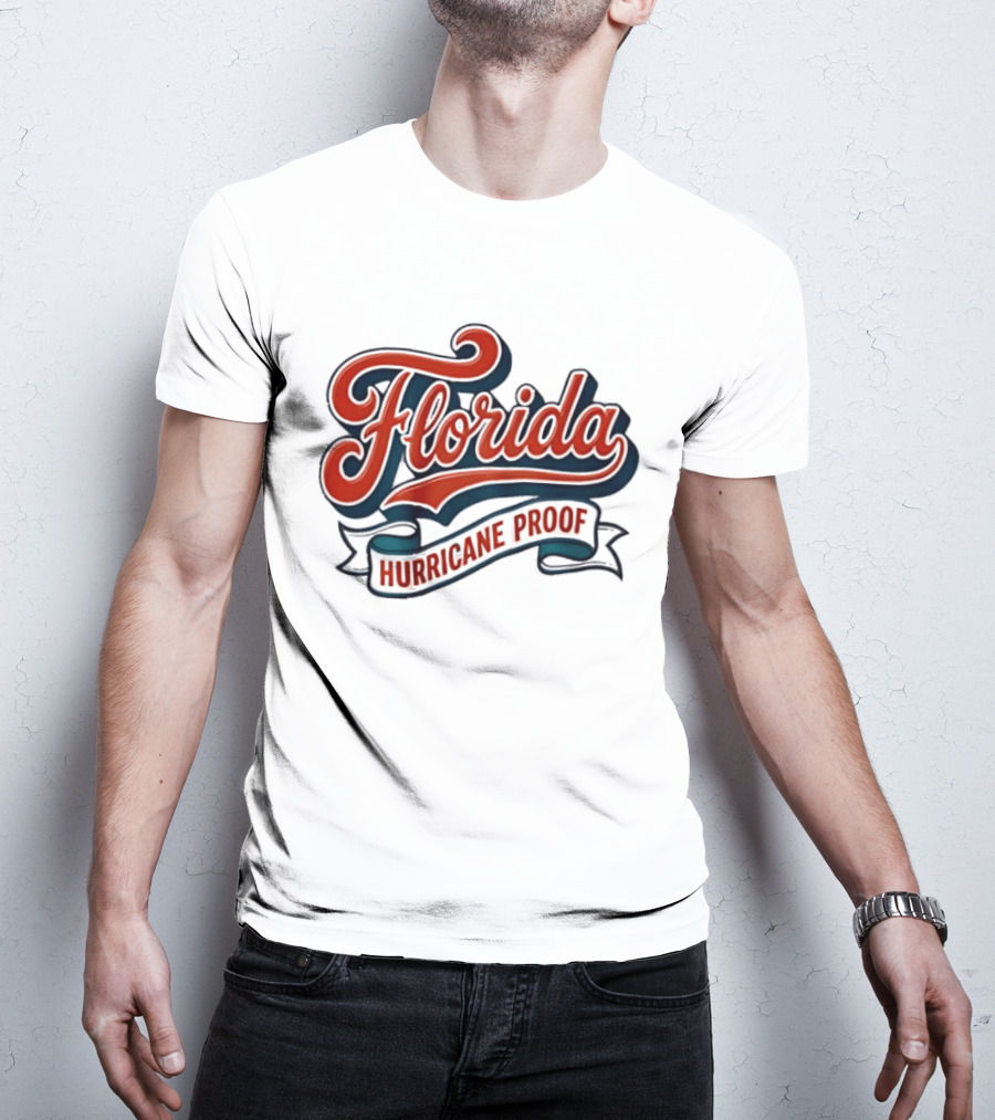 Florida Hurricane Proof Script Ribbon T-Shirt