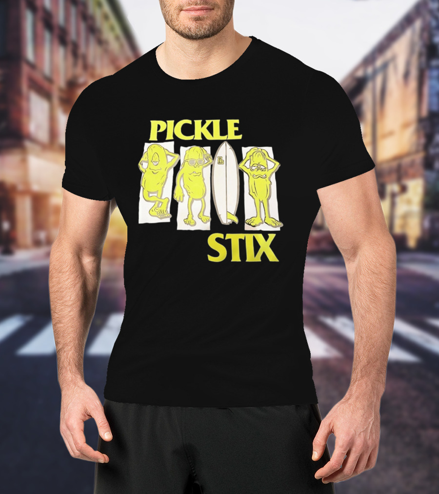 Pickle Stix Surfboard Vacation Characters T-Shirt