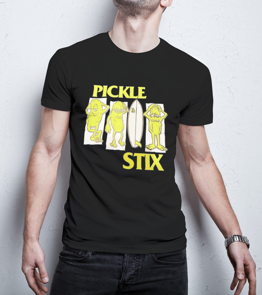 Pickle Stix Surfboard Vacation Characters T-Shirt
