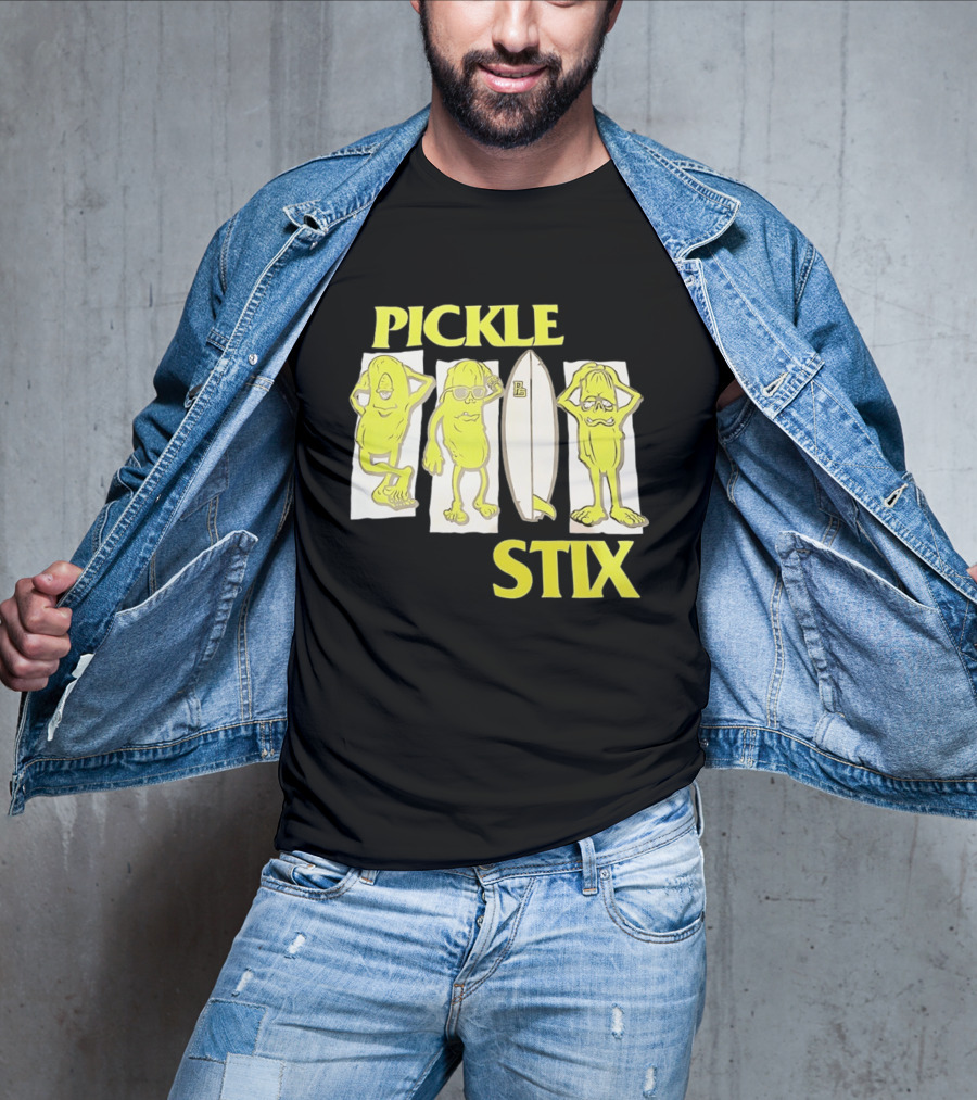 Pickle Stix Surfboard Vacation Characters T-Shirt