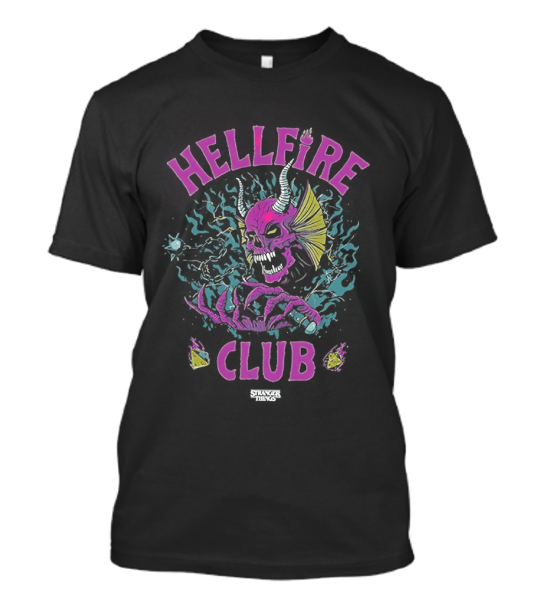 Hellfire Club Stranger Things Skull Sword Dice T-Shirt