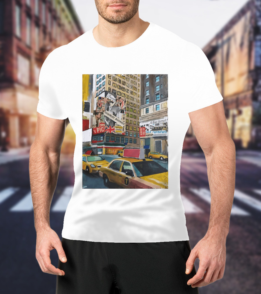 New York City Times Square Taxi Doubles Business British Flag T-Shirt