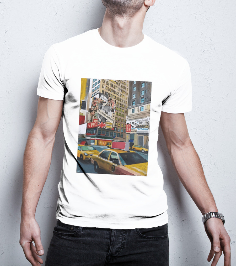 New York City Times Square Taxi Doubles Business British Flag T-Shirt