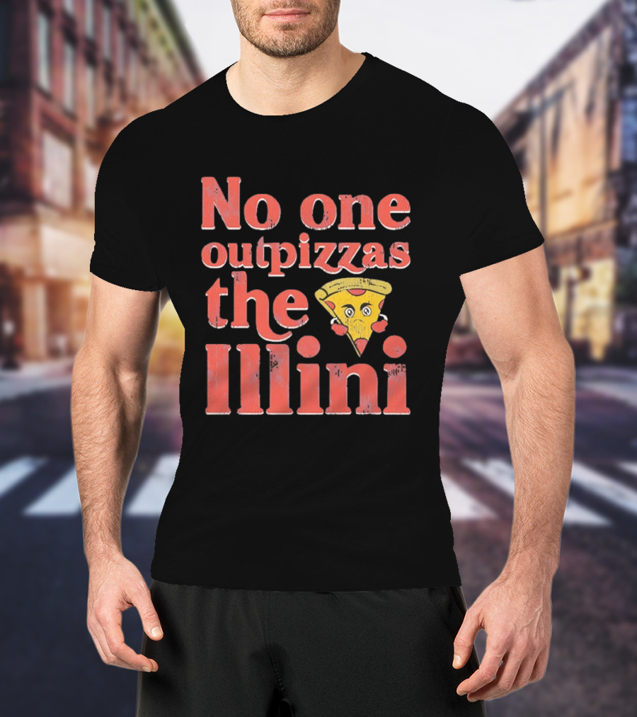 No One Outpizzas The Illini Pizza Face T-Shirt