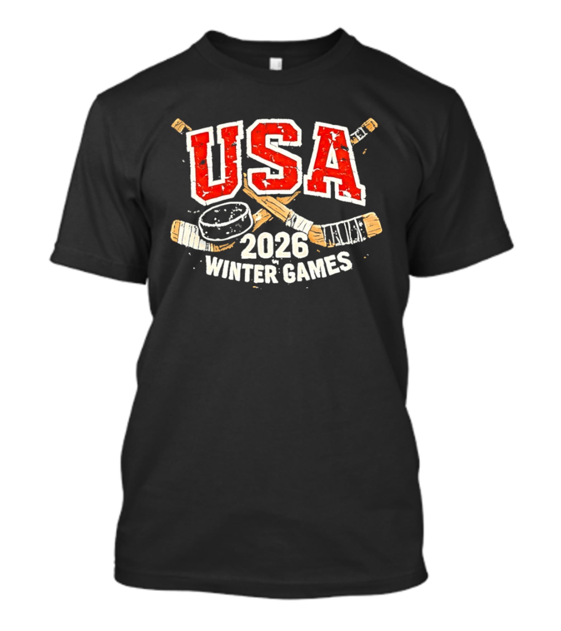 USA 2026 Winter Games Hockey Sticks And Puck T-Shirt
