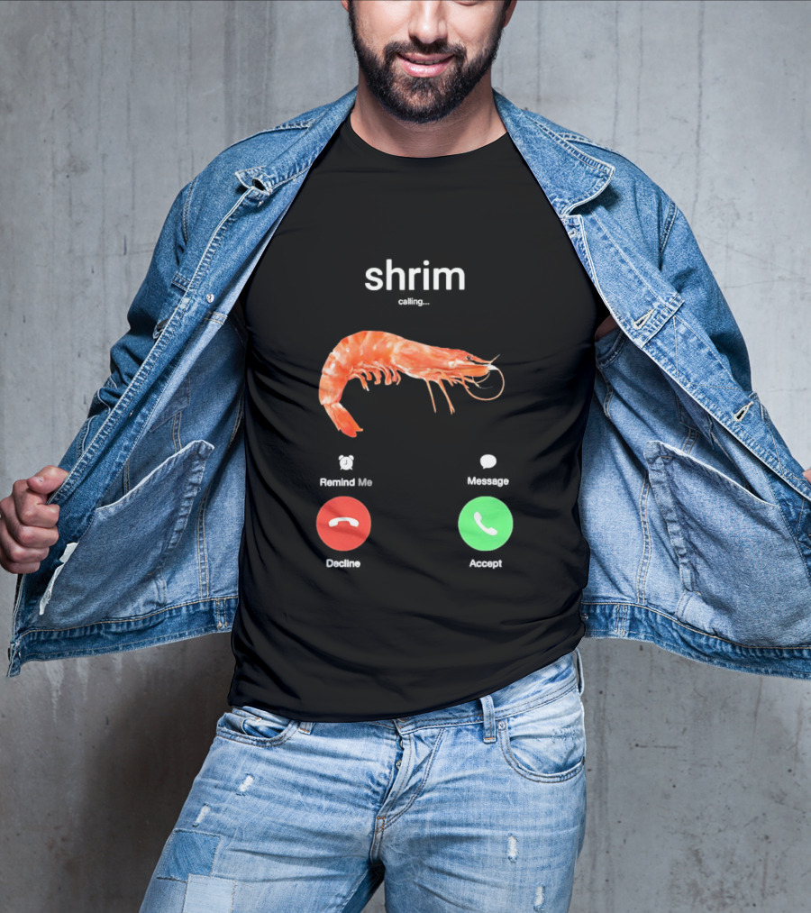 Shrim Phone Call User Interface Prank Joke Prawn Shrimp Emoji T-Shirt