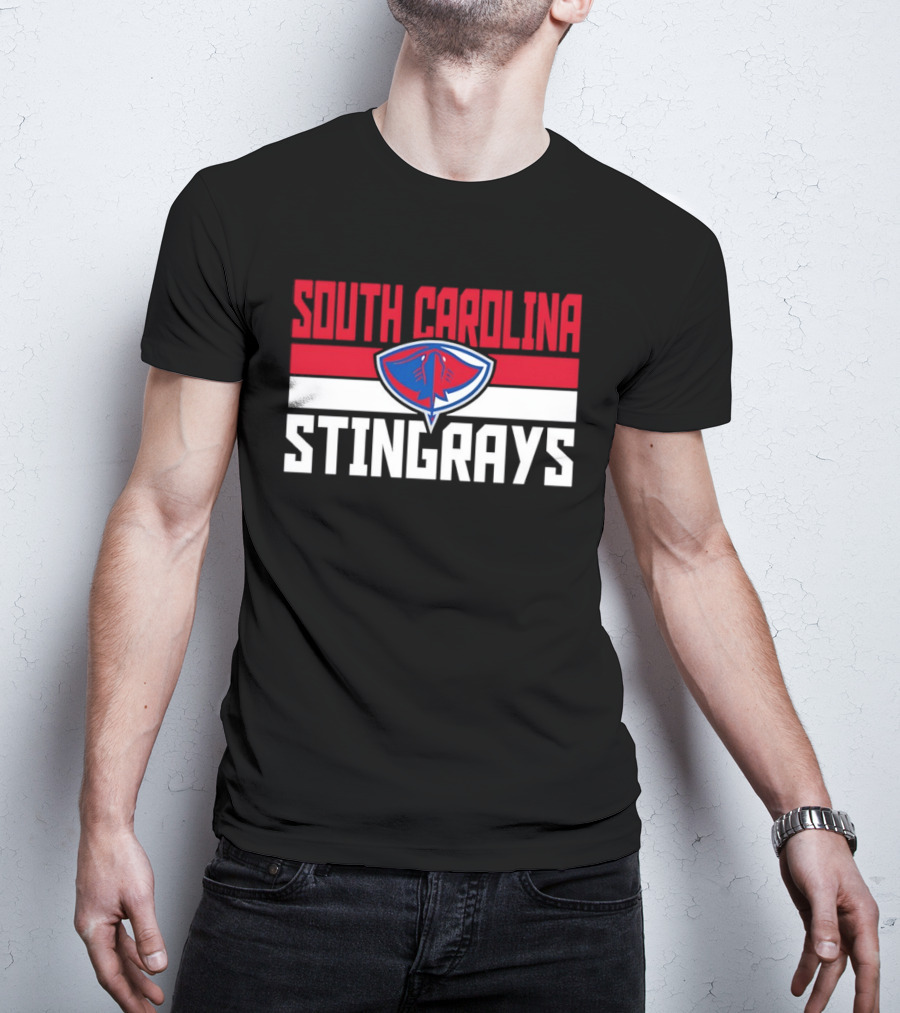 South Carolina Stingrays Hockey Team Logo Bold Red Blue White T-Shirt
