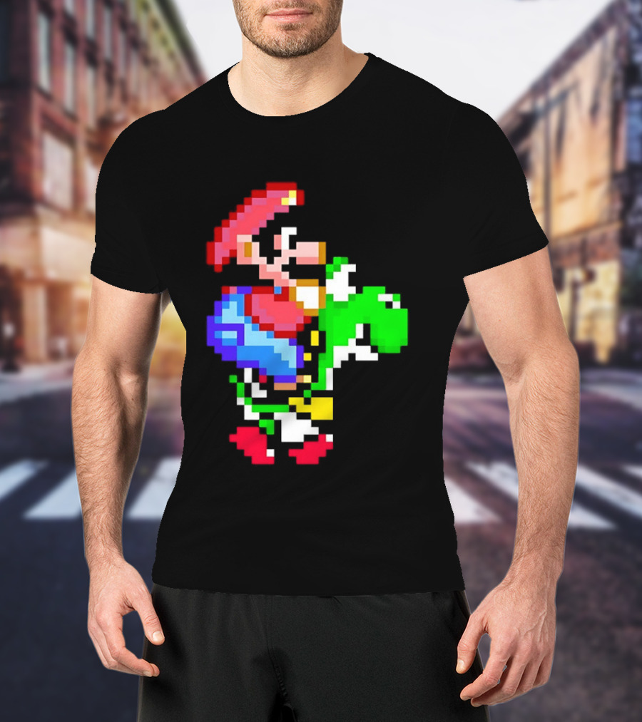 Mario And Yoshi Super Mario World Pixel T-Shirt