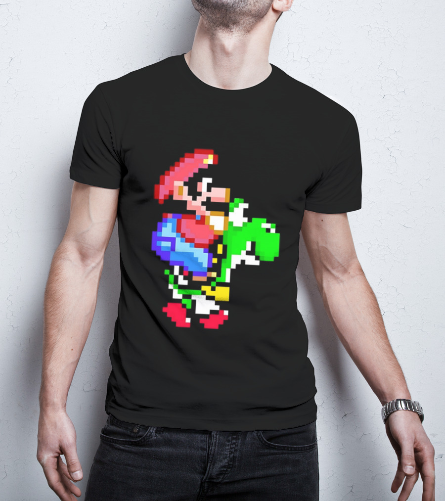 Mario And Yoshi Super Mario World Pixel T-Shirt