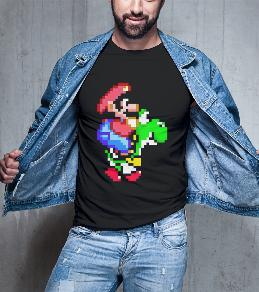 Mario And Yoshi Super Mario World Pixel T-Shirt