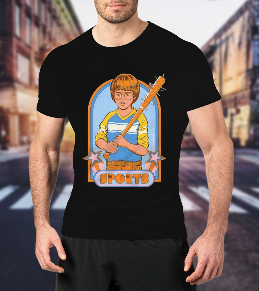 Steven Rhodes Retro Sports Baseball Bat Boy With Glasses T-Shirt