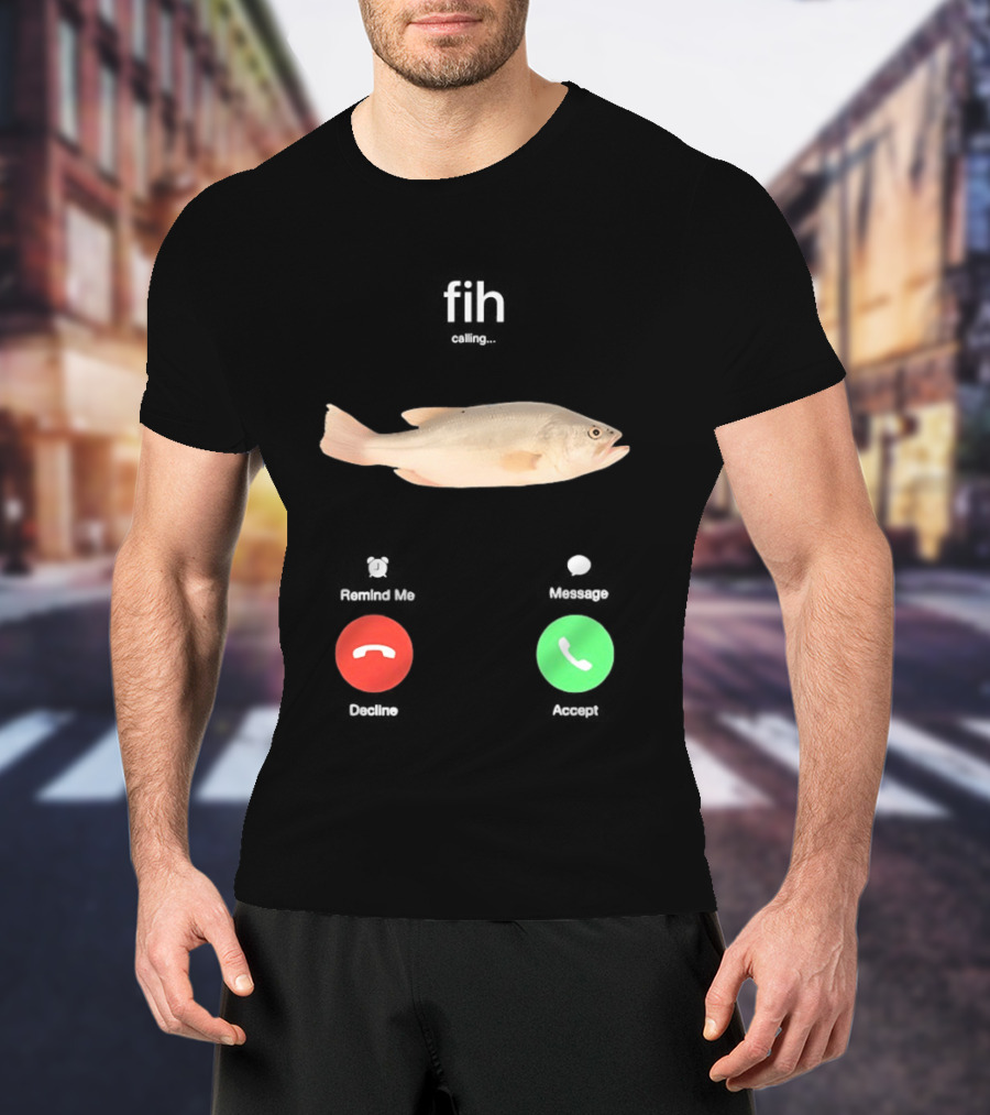 Fish Phone Call Funny User Interface Comedy T-Shirt