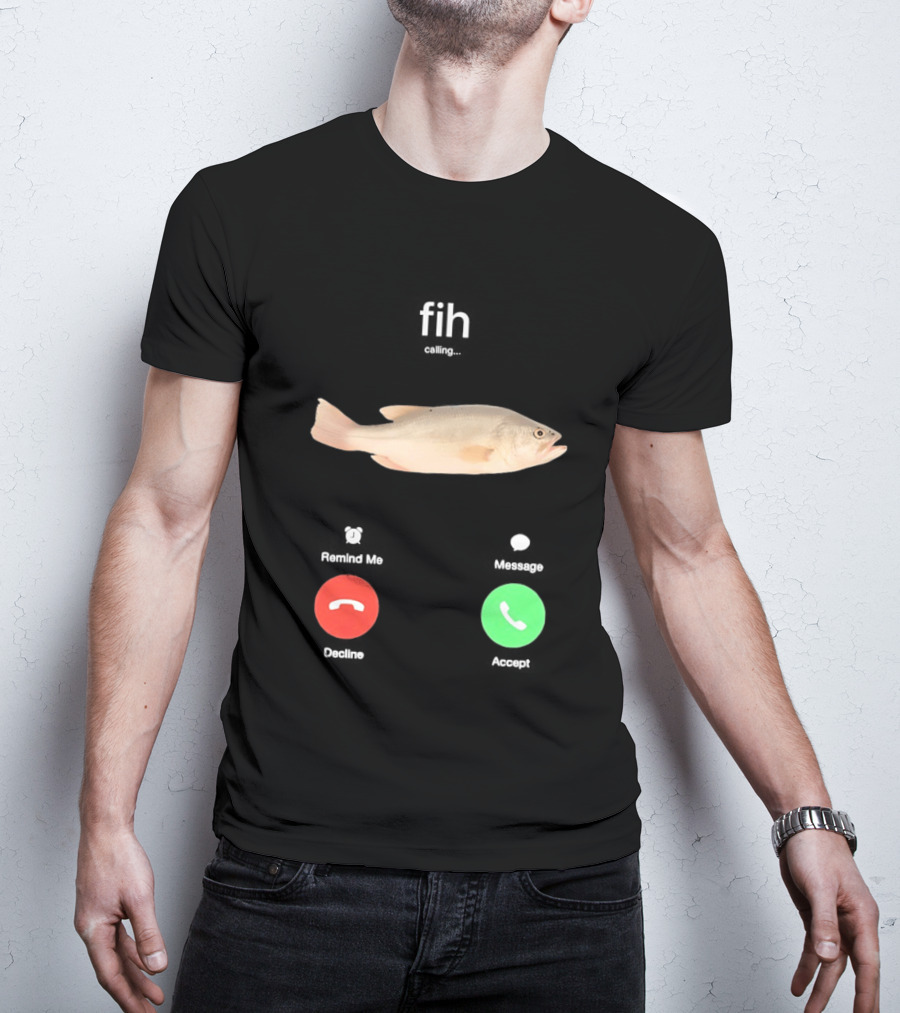 Fish Phone Call Funny User Interface Comedy T-Shirt