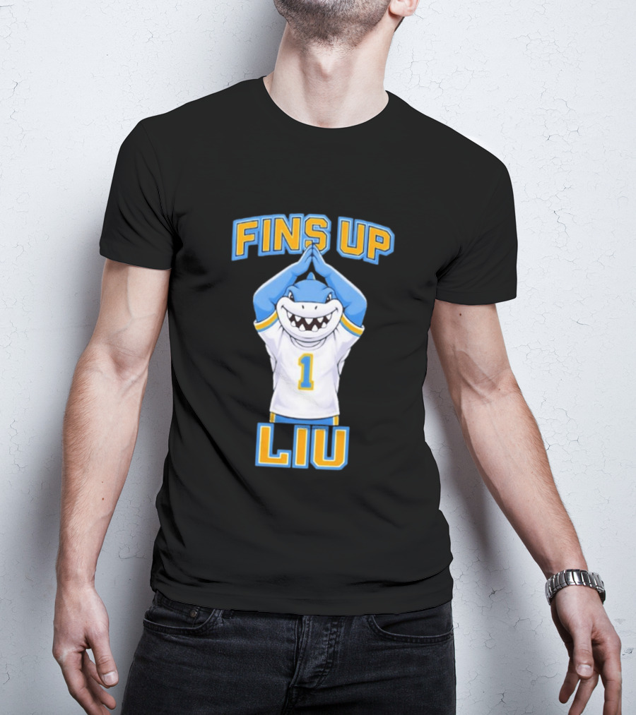 LIU Sharks Fins Up Number 1 Celebration T-Shirt