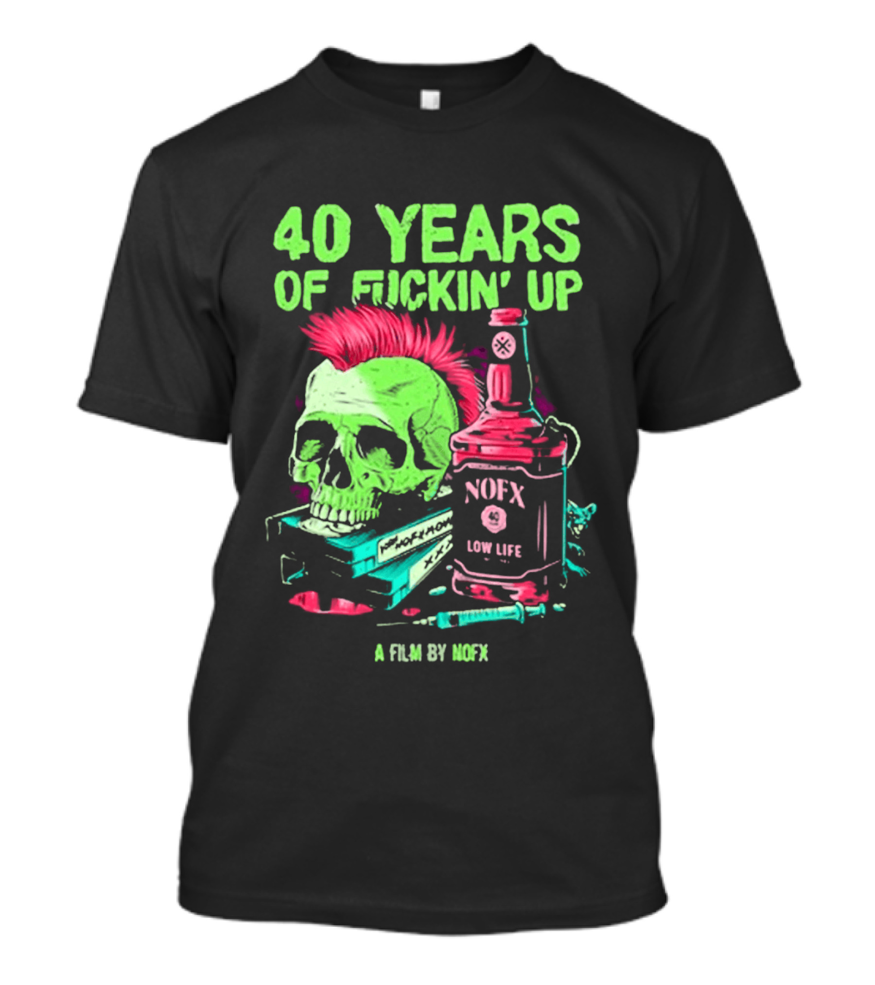 40 Years Of Fuckin' Up NOFX Bottle Skull A Film By NOFX T-Shirt