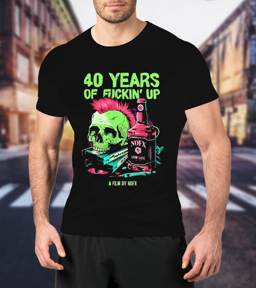 40 Years Of Fuckin' Up NOFX Bottle Skull A Film By NOFX T-Shirt