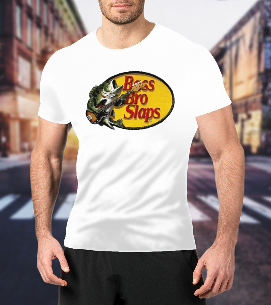 Bass Bro Slaps Fish Playing Electric Guitar T-Shirt