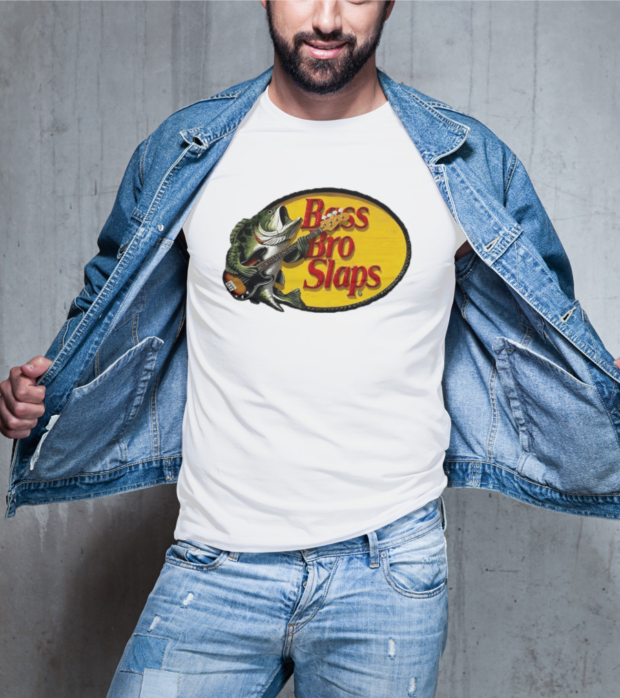 Bass Bro Slaps Fish Playing Electric Guitar T-Shirt