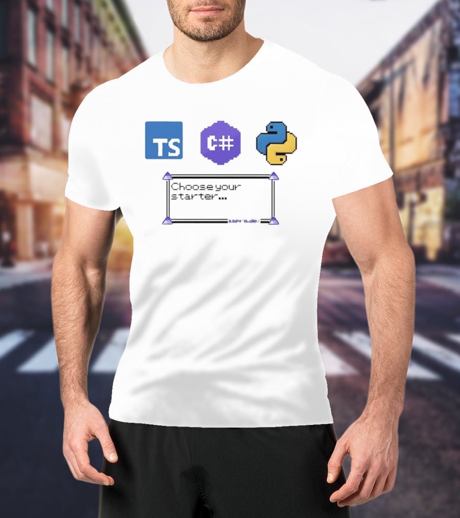 Choose Your Starter TS C# Python Pixel T-Shirt