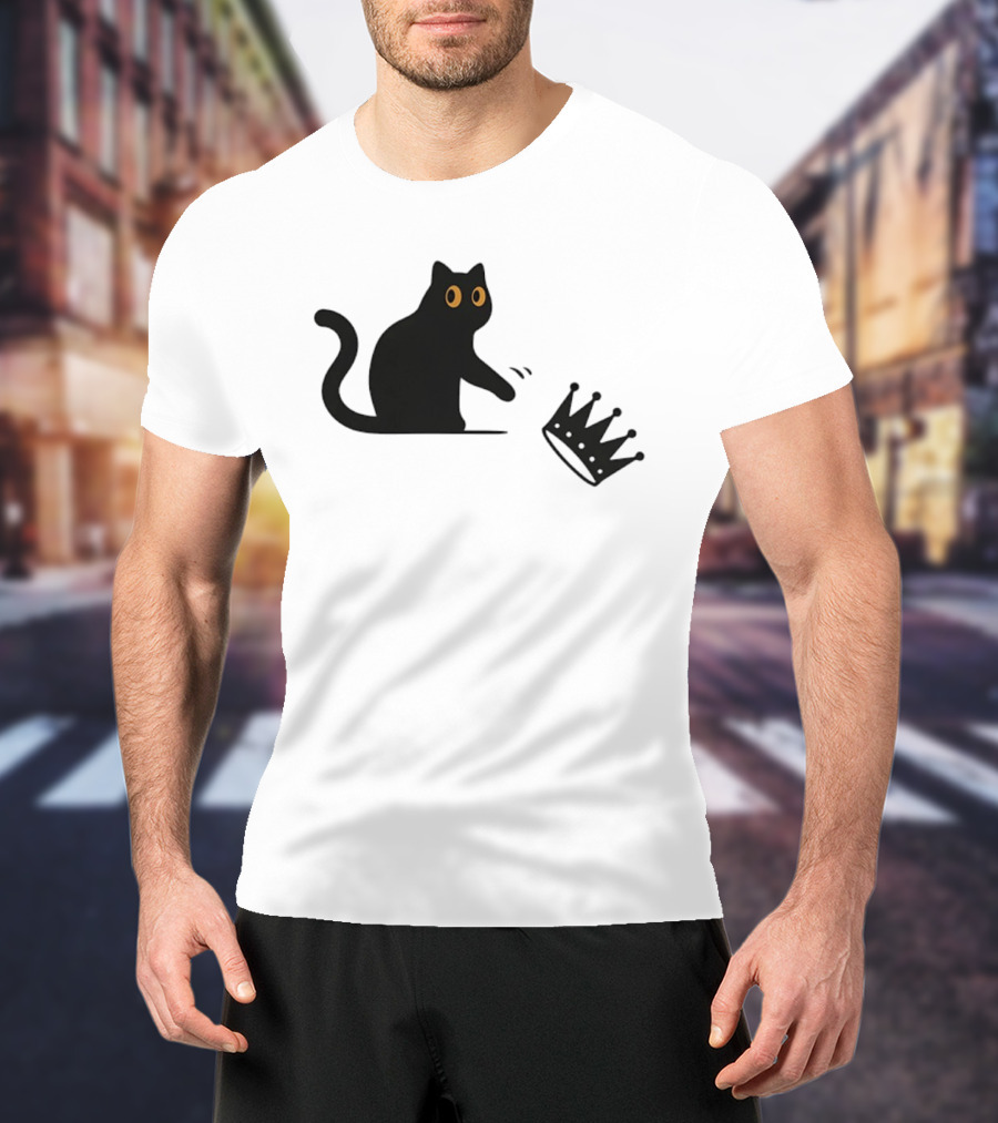 No Kings Cat 2026 Meme Black Cat And Crown T-Shirt
