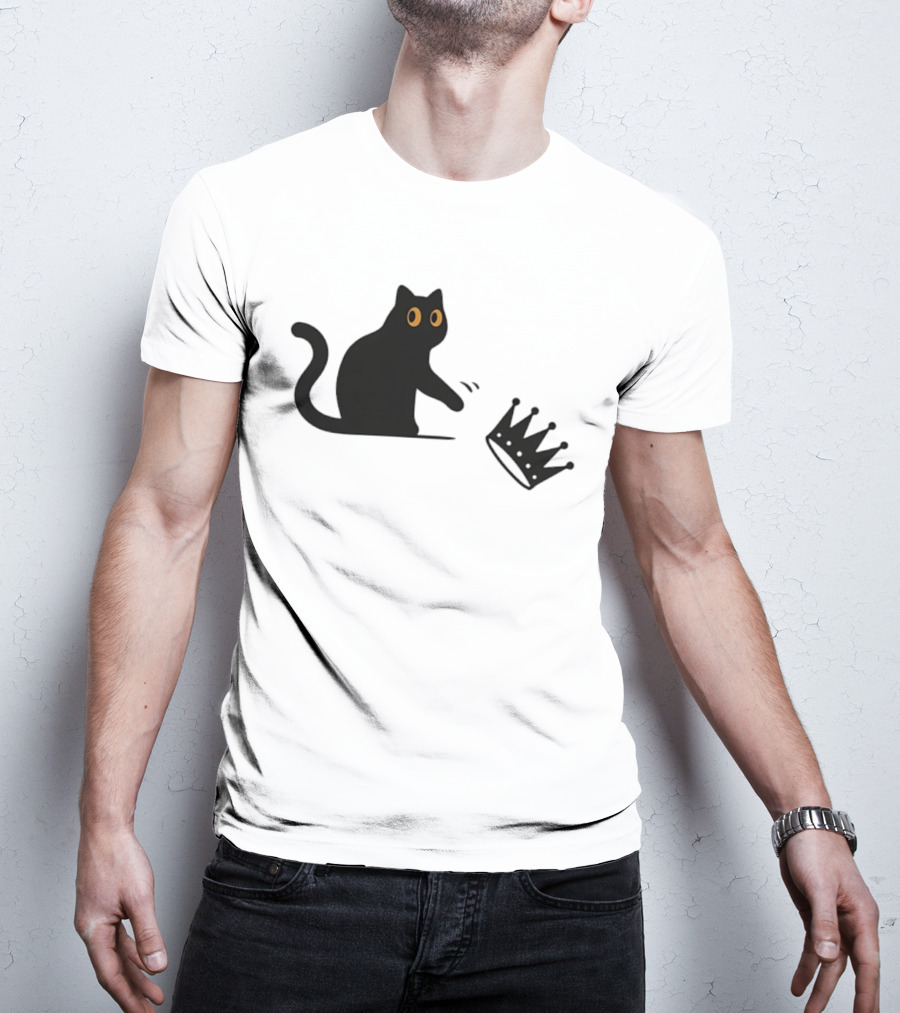 No Kings Cat 2026 Meme Black Cat And Crown T-Shirt