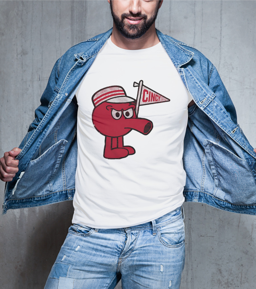 Redbert Cincinnati Reds Queen City Cincy Flag 8 Bit T-Shirt