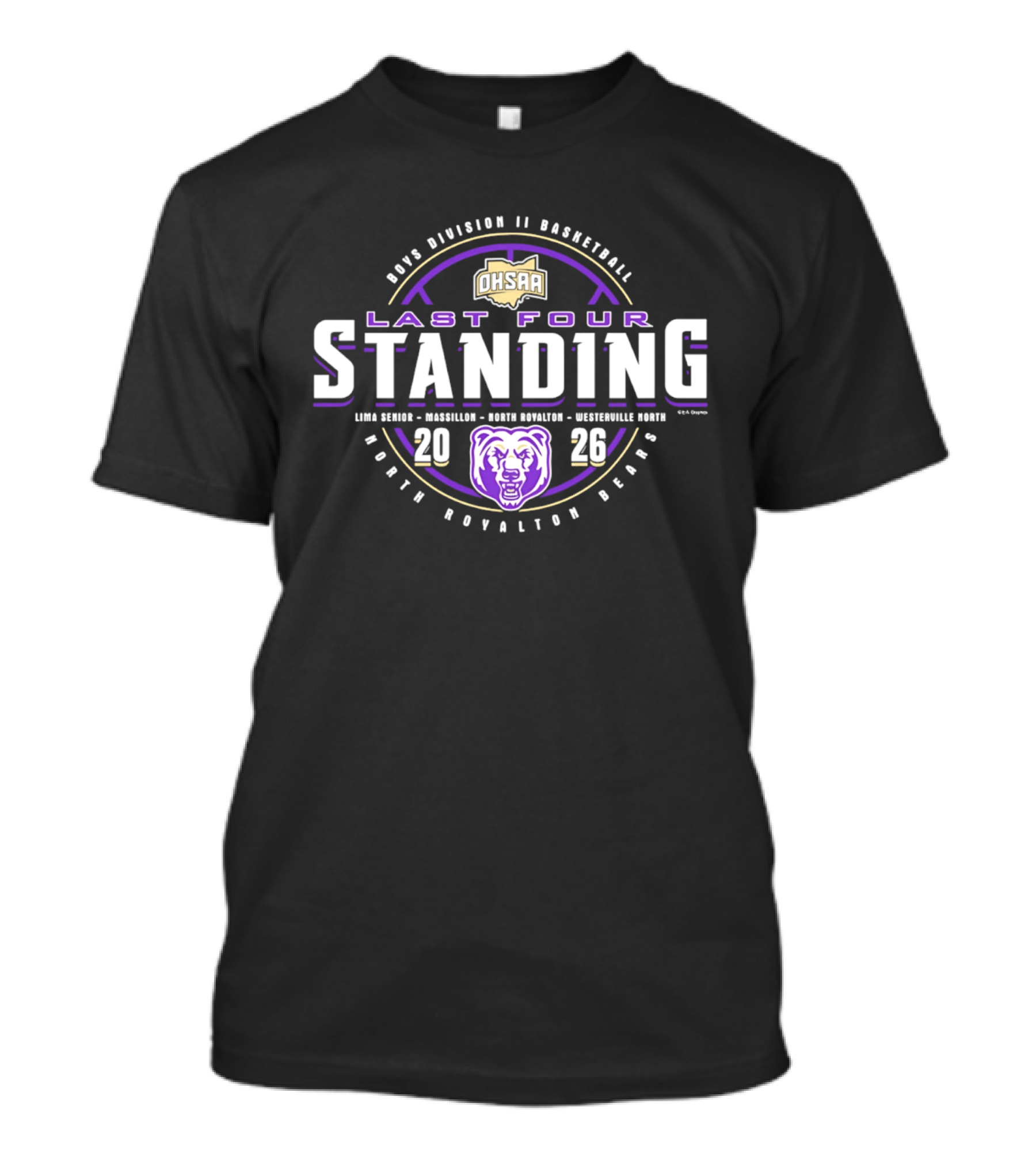 2026 OHSAA Boys Division II Basketball Last Four Standing North Royalton Bears T-Shirt