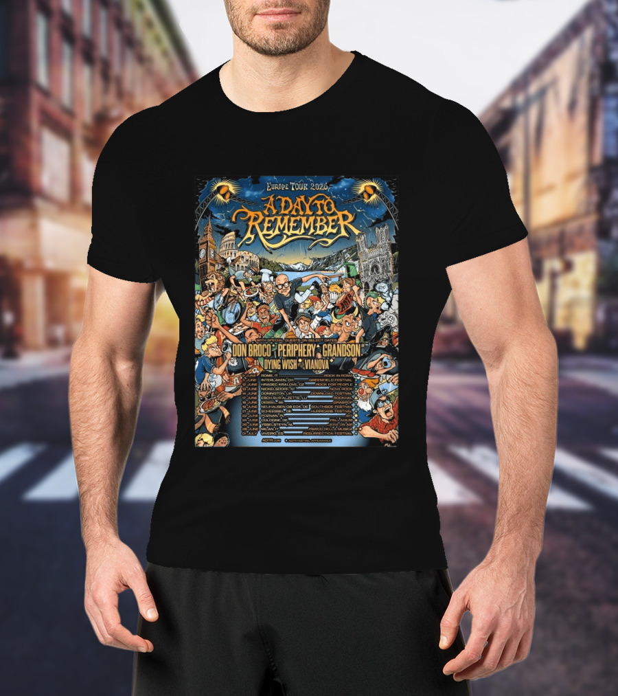 Europe Tour 2026 A Day To Remember Headline Shows Between Festivals Schedule T-Shirt