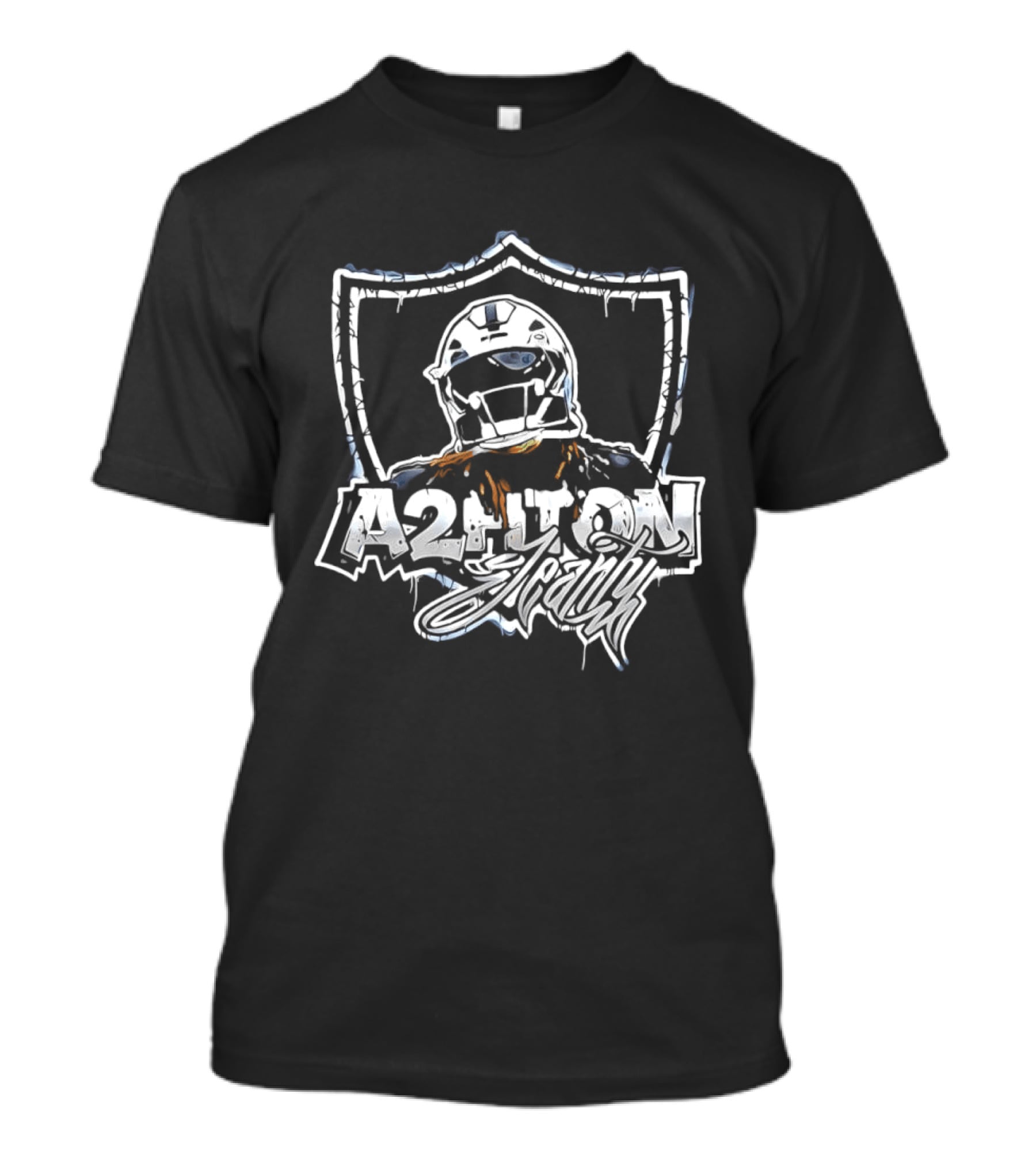 A2HTON Ashton Jeanty Las Vegas Raiders Graffiti Style Helmet Shield T-Shirt