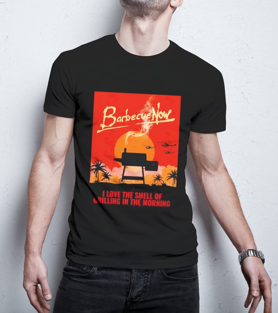 Barbecue Now I Love The Smell Of Grilling In The Morning Helicopters Sunset Scene T-Shirt