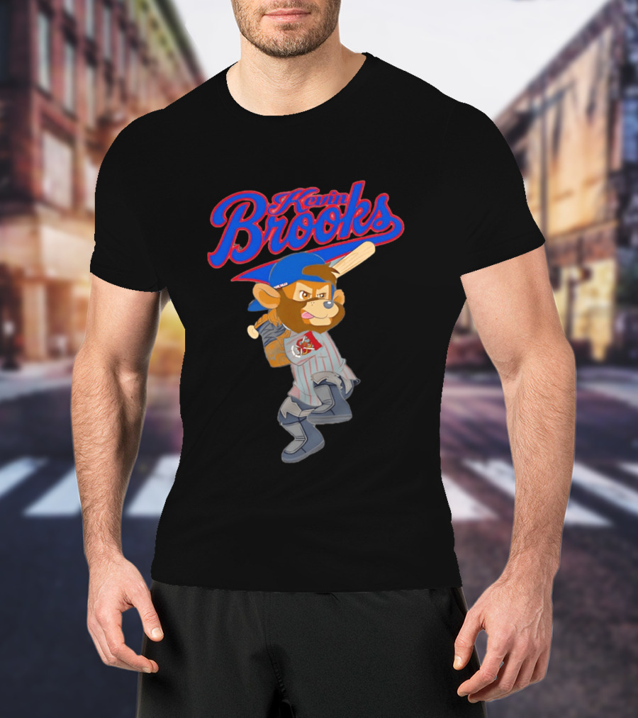 Kevin Brooks Cartoon Baseball Character With Bat And Jersey T-Shirt