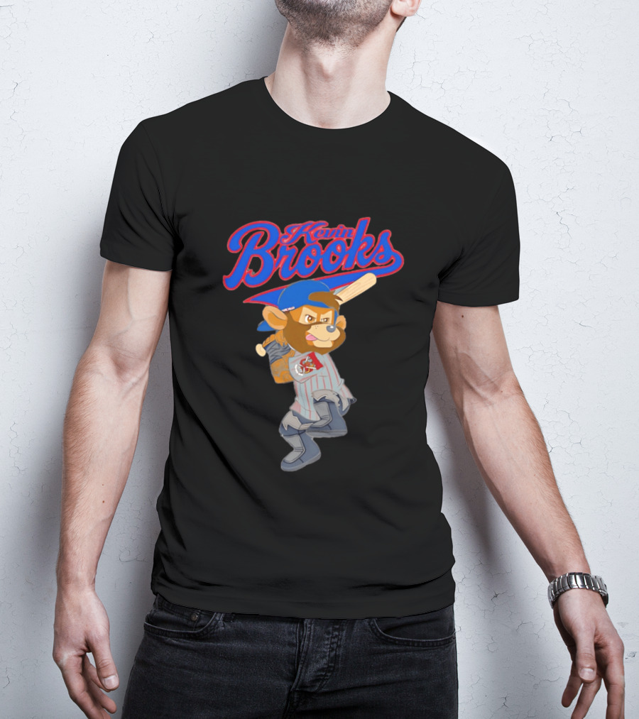 Kevin Brooks Cartoon Baseball Character With Bat And Jersey T-Shirt