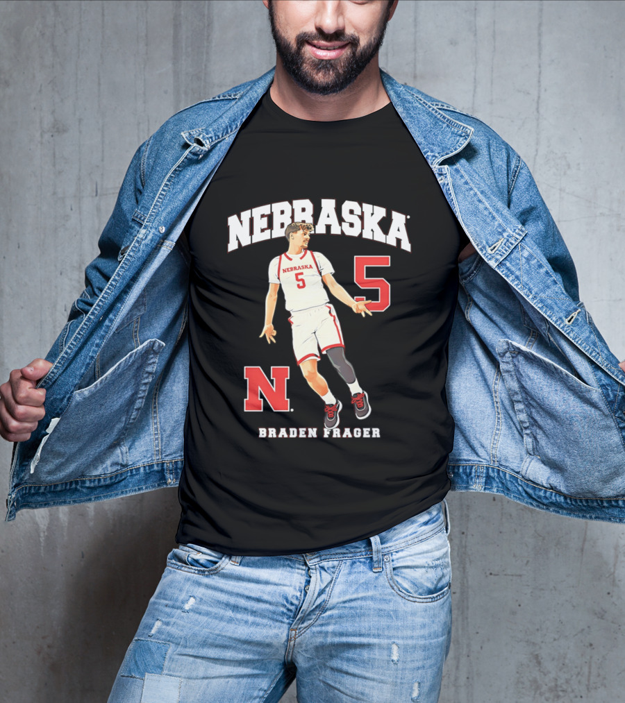 Braden Frager Nebraska Cornhuskers Basketball Number 5 N T-Shirt