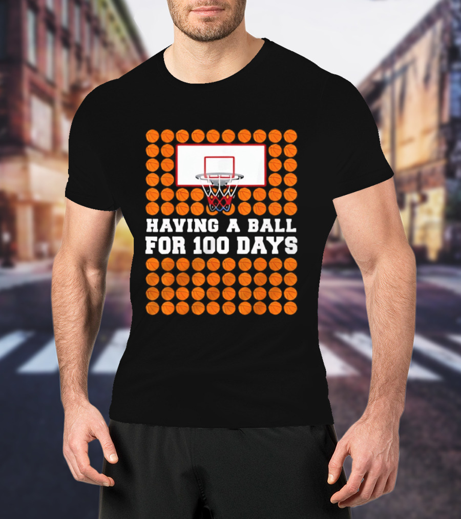 100 Days Of School Basketball Fun 100th Day Balls T-Shirt