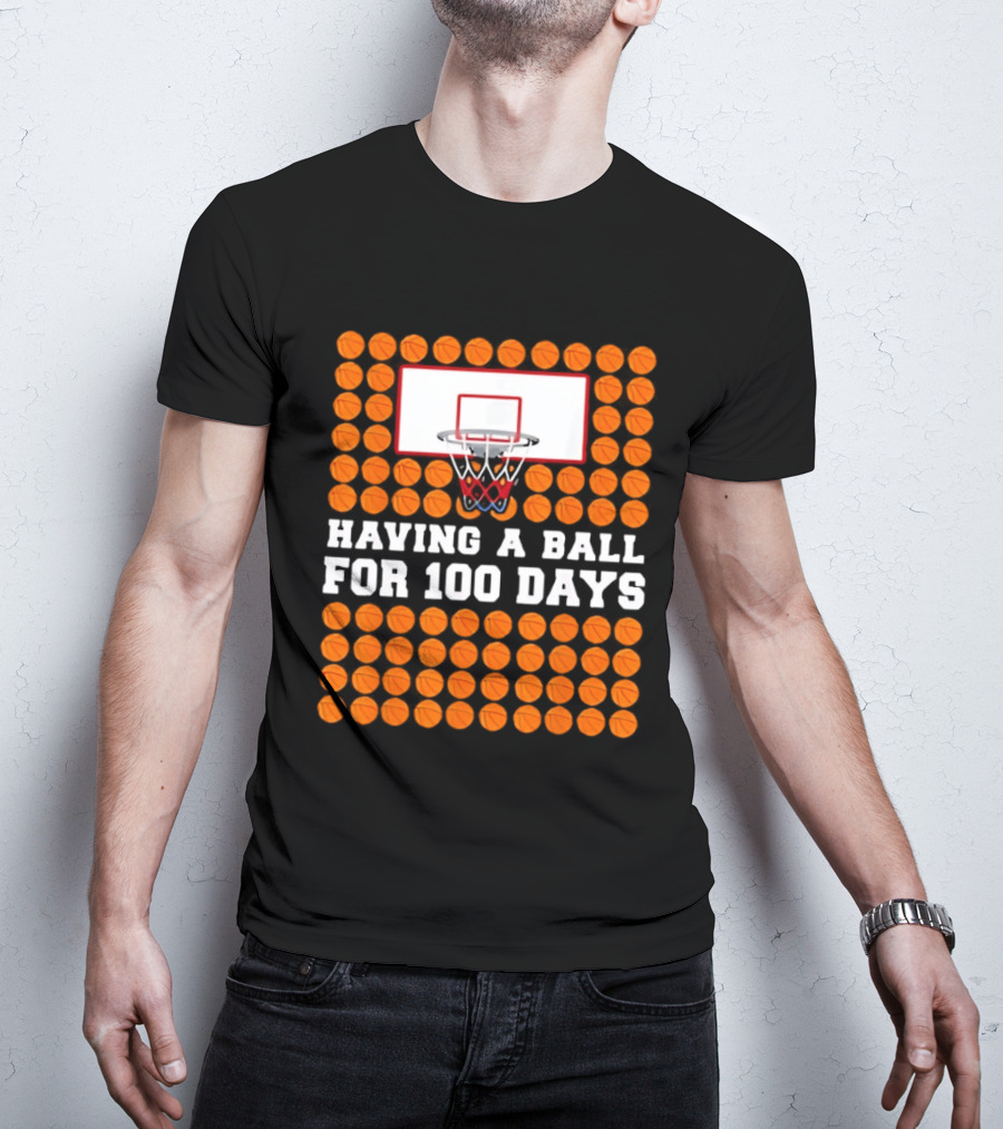 100 Days Of School Basketball Fun 100th Day Balls T-Shirt