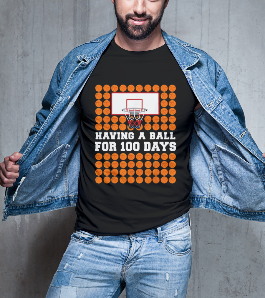 100 Days Of School Basketball Fun 100th Day Balls T-Shirt