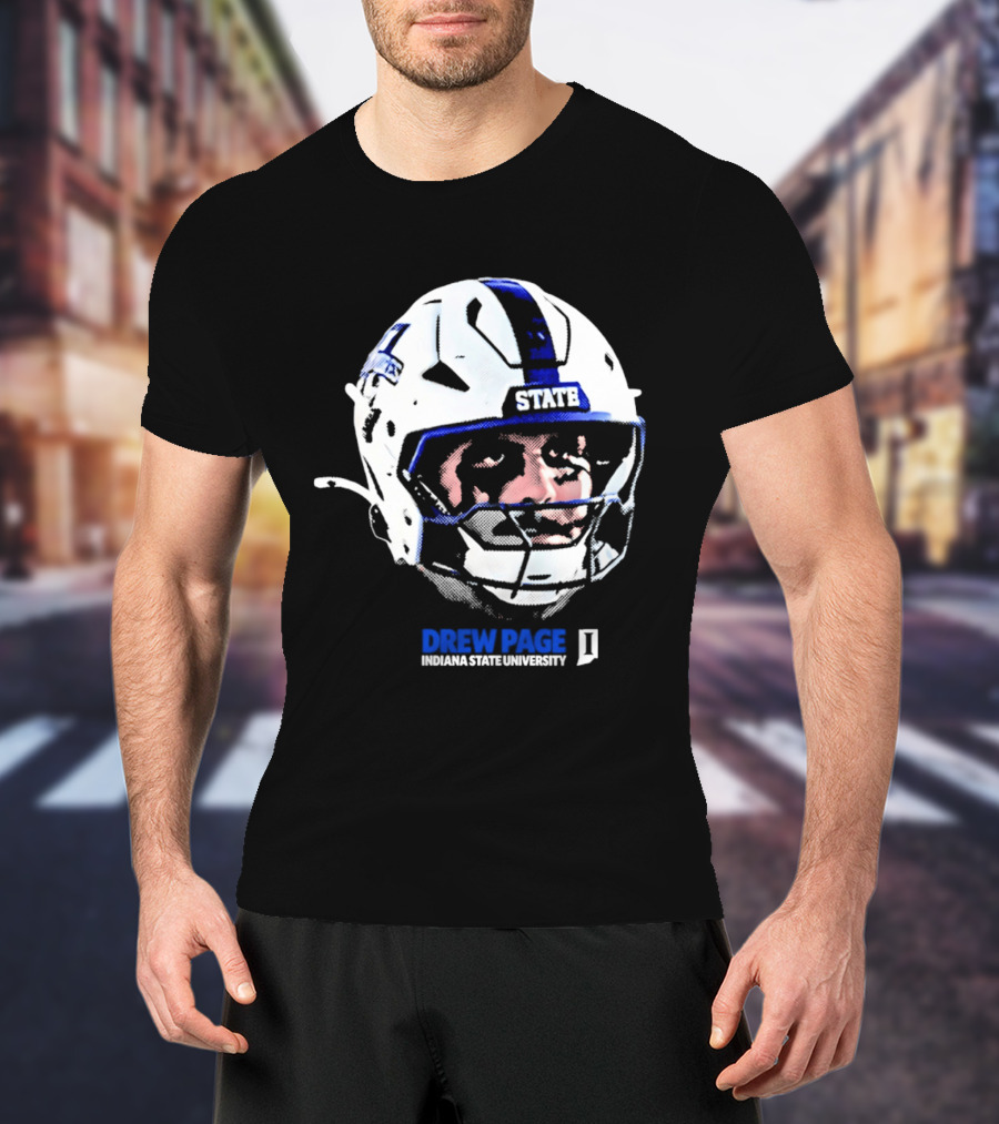 Drew Page Indiana State University Football Helmet Big Head T-Shirt