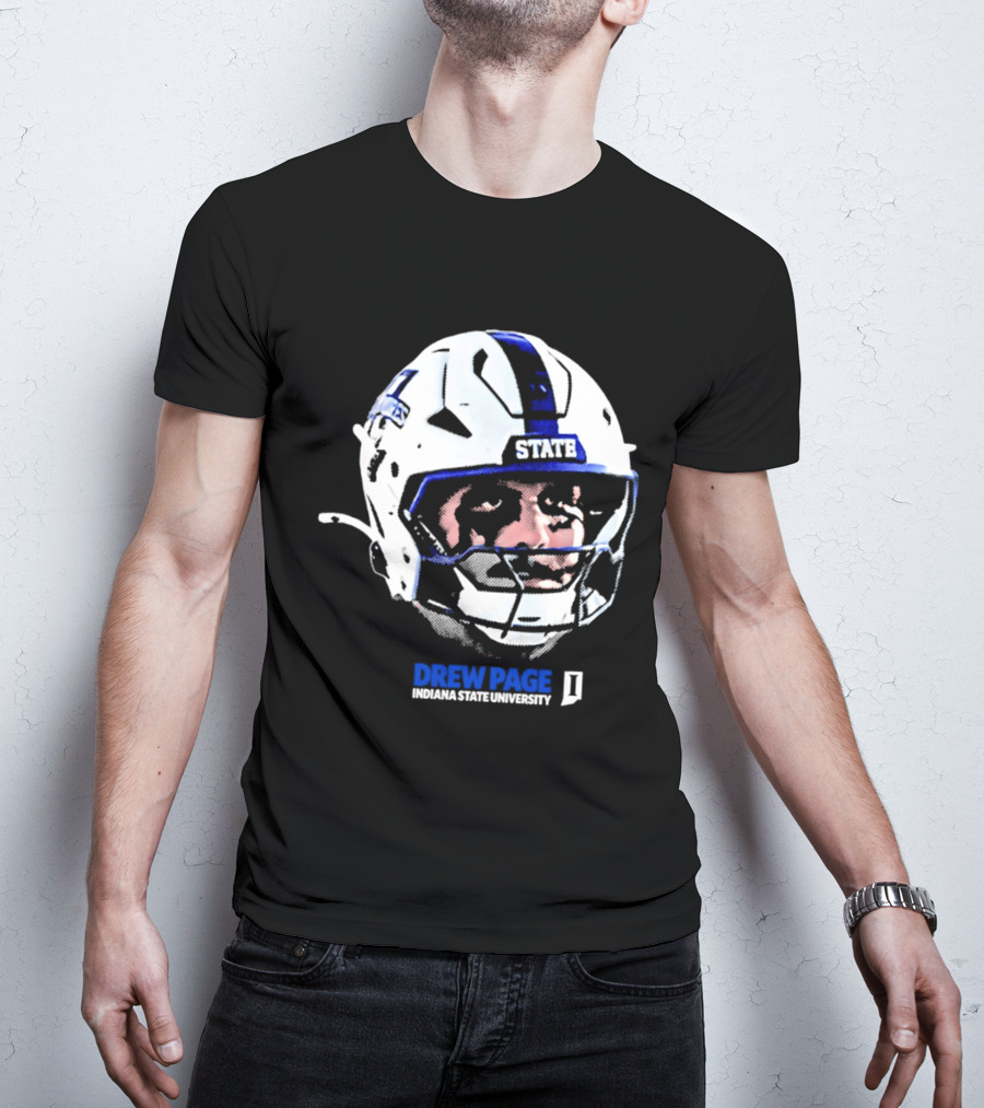 Drew Page Indiana State University Football Helmet Big Head T-Shirt