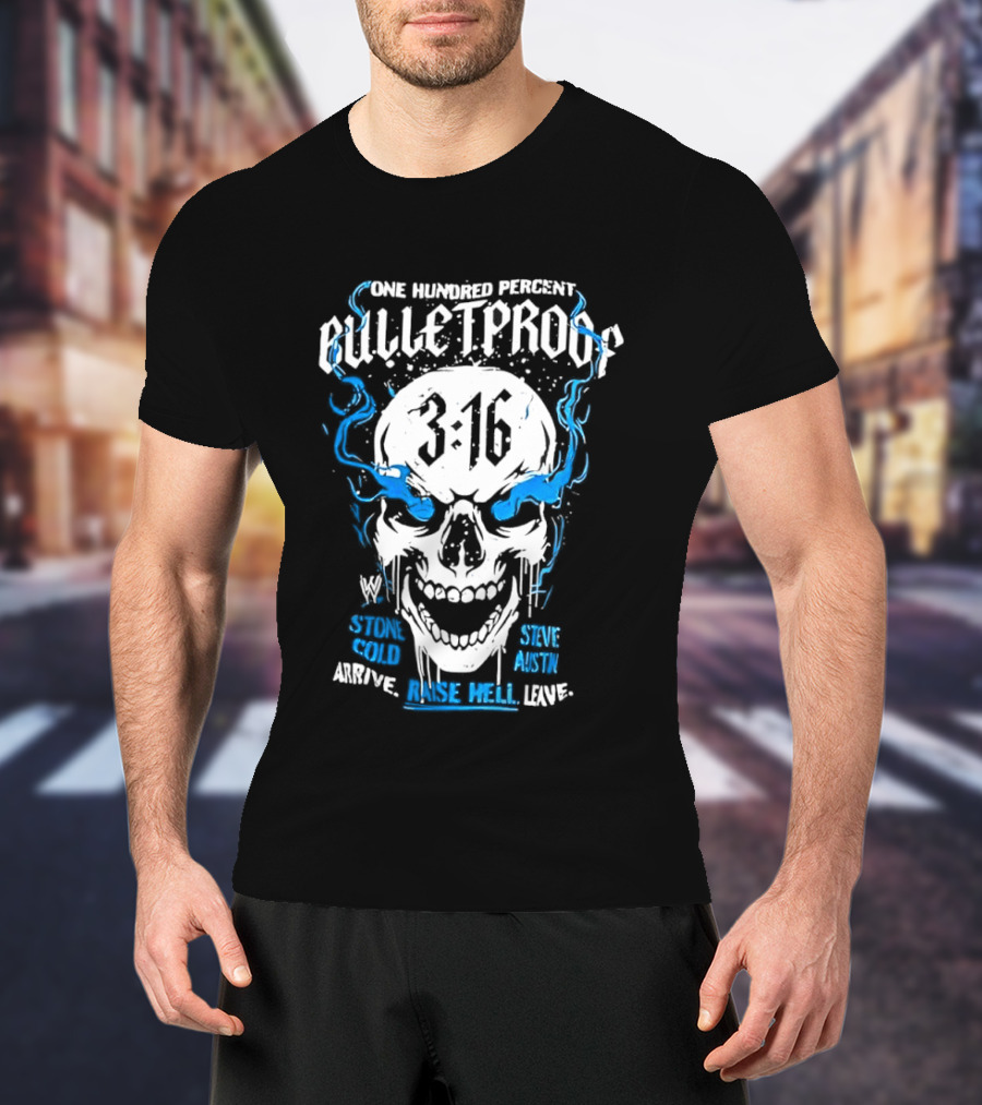 Stone Cold Steve Austin 3:16 One Hundred Percent Bulletproof Skull T-Shirt