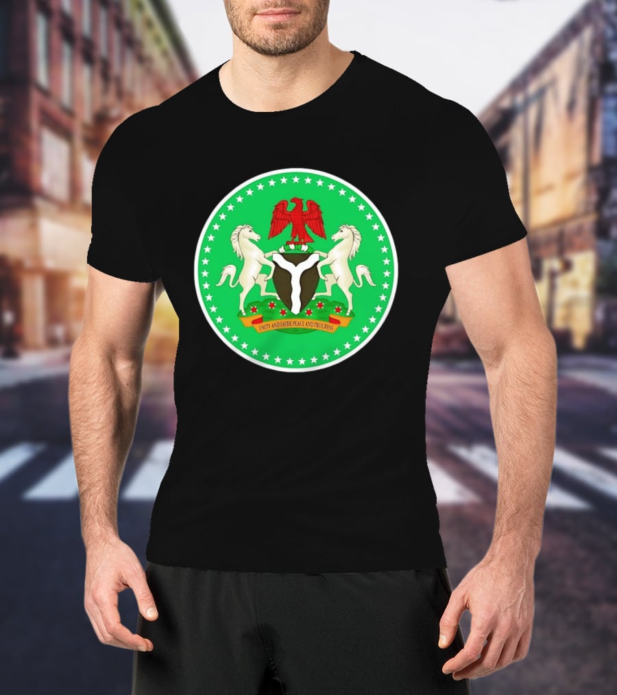 Unity Faith Peace Progress Nigeria National Coat Of Arms T-Shirt