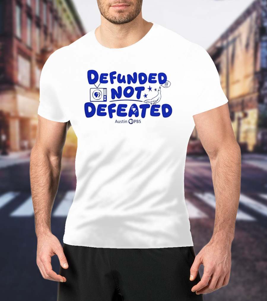 Defunded Not Defeated Austin PBS Vintage Television And Bird T-Shirt