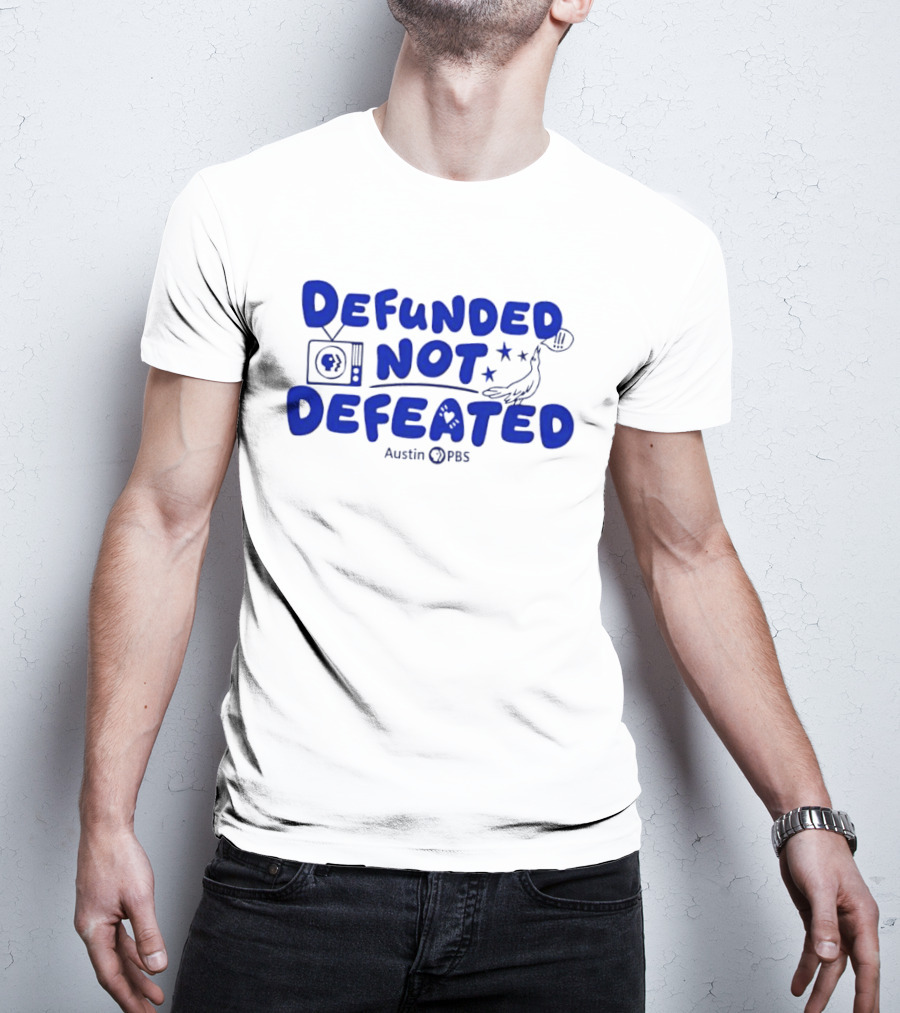 Defunded Not Defeated Austin PBS Vintage Television And Bird T-Shirt