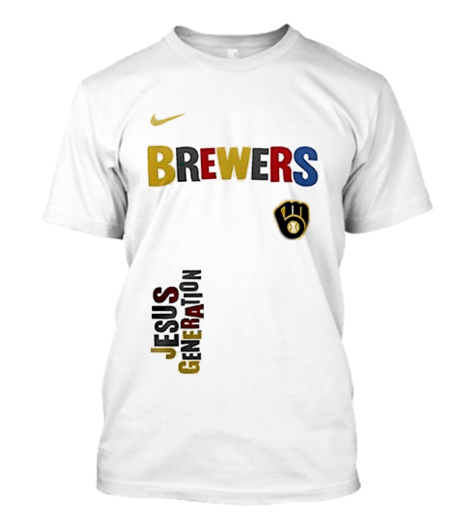 Nike Brewers Jesus Generation Tour Milwaukee Baseball T-Shirt