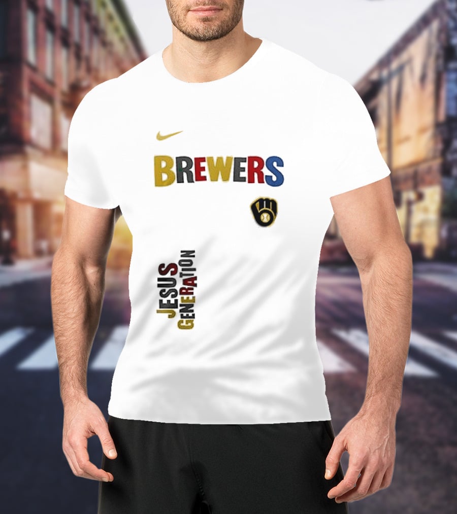 Nike Brewers Jesus Generation Tour Milwaukee Baseball T-Shirt