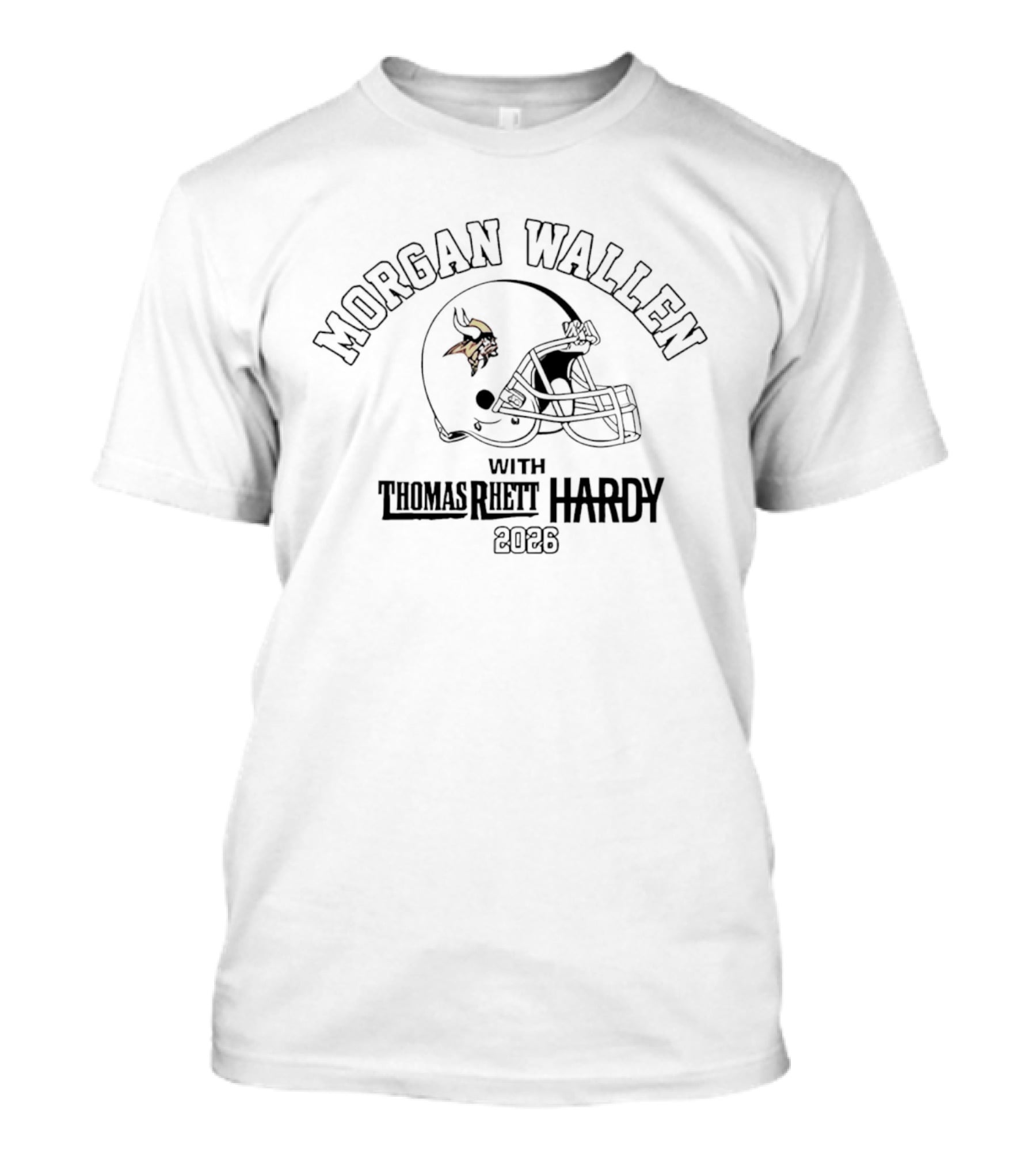 Morgan Wallen Minnesota Vikings Helmet With Thomas Rhett Hardy 2026 Tour T-Shirt