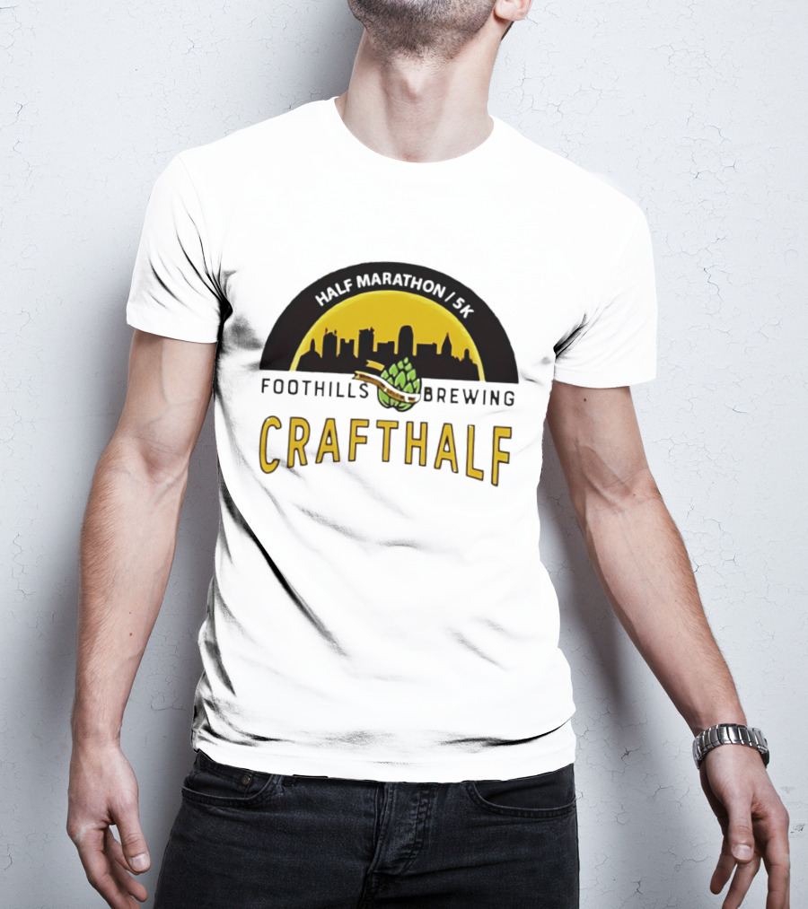 Foothills Brewing CrafHalf Half Marathon 5K City Skyline T-Shirt